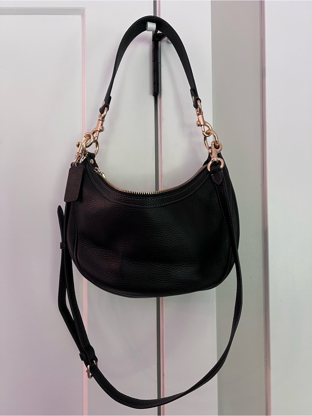 Coach Black Pebbled Leather Crescent Hobo with Gold Hardware Like New - Picture 2 of 7